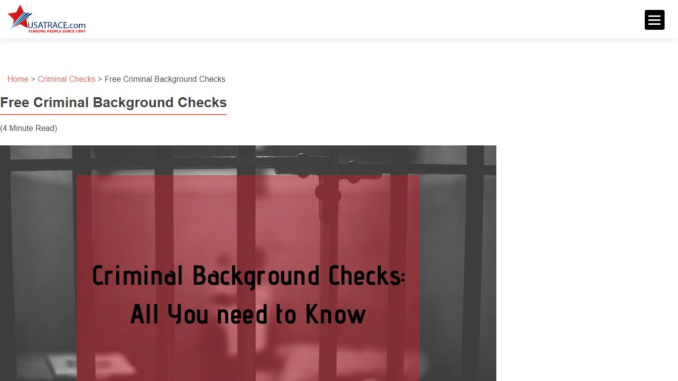 Free Criminal Background Checks & More - USATrace.com